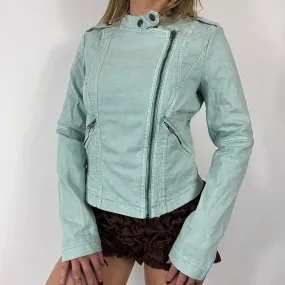 90s Espirit light blue asymmetrical zip cargo jacket - Size M