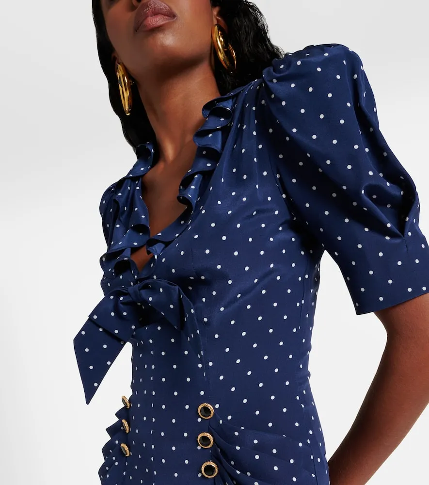 Alessandra Rich Polka-dot bow-detail silk midi dress