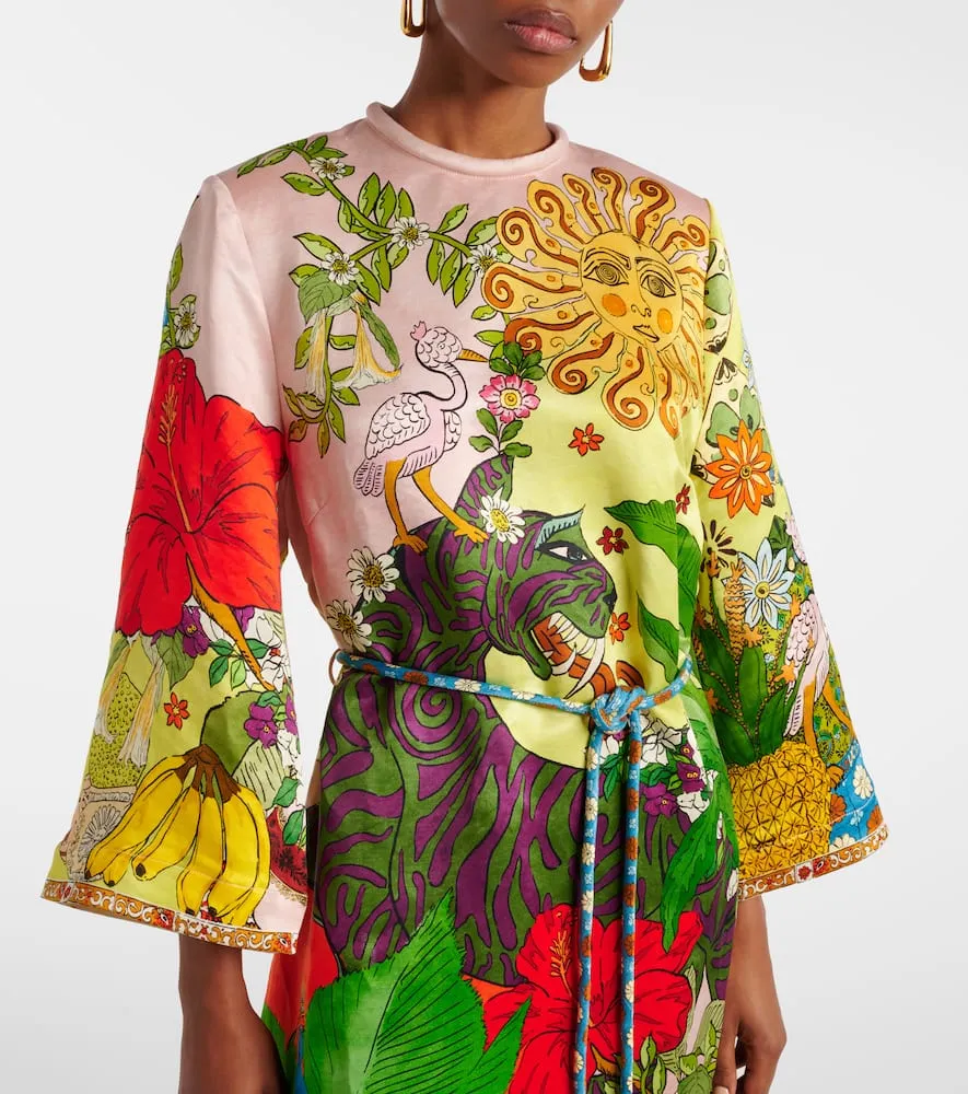 Al√É¬©mais Tiger silk-blend midi dress