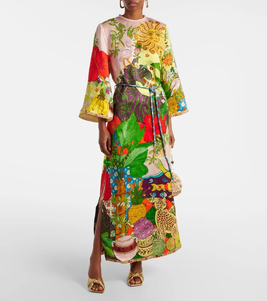 Al√É¬©mais Tiger silk-blend midi dress