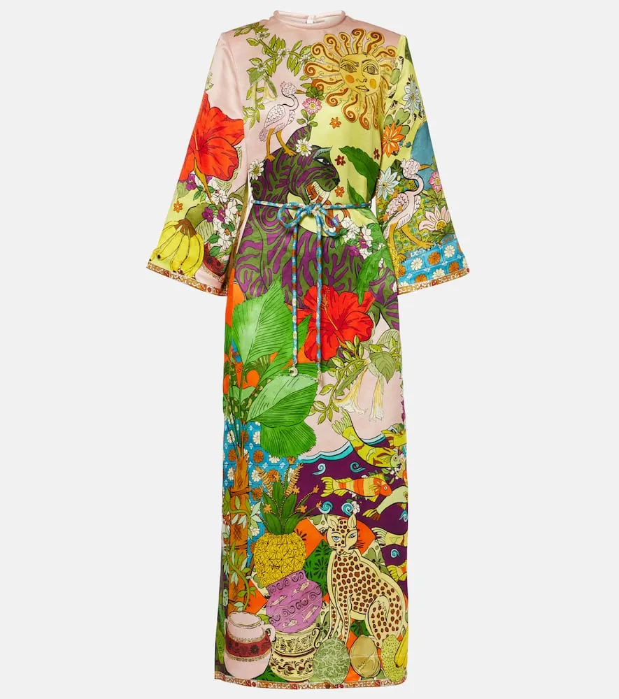 Al√É¬©mais Tiger silk-blend midi dress