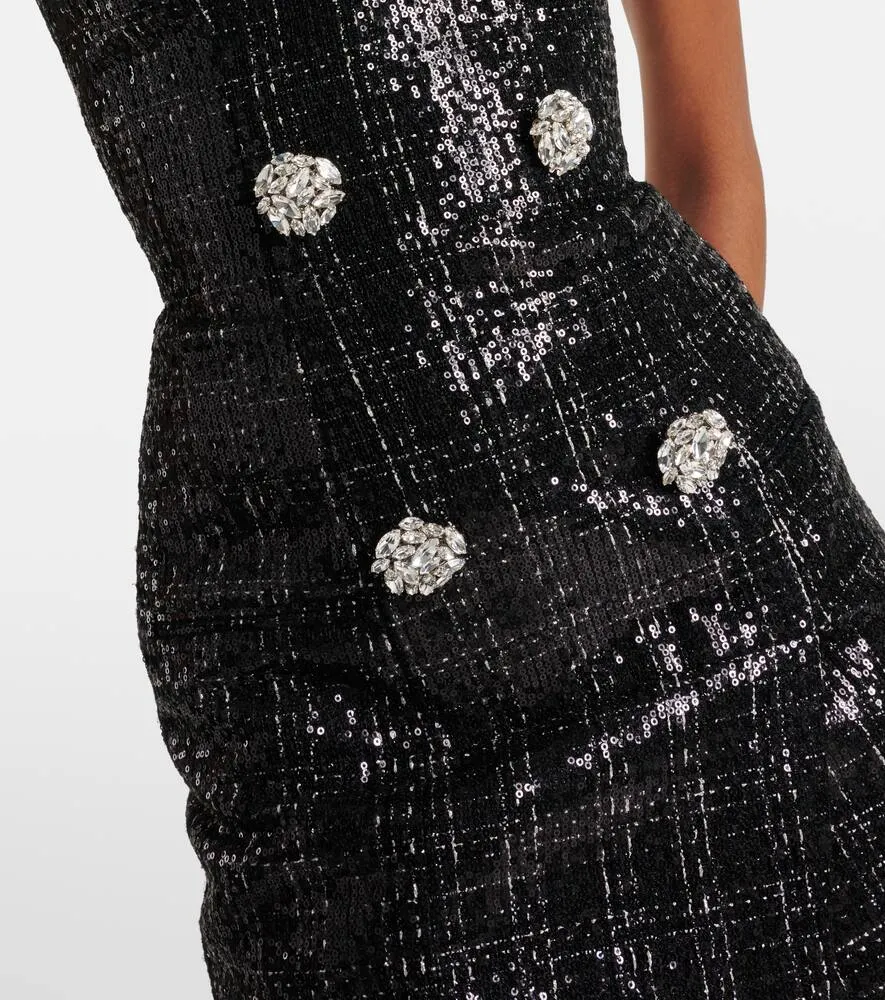 Balmain Sequined strapless tweed maxi dress