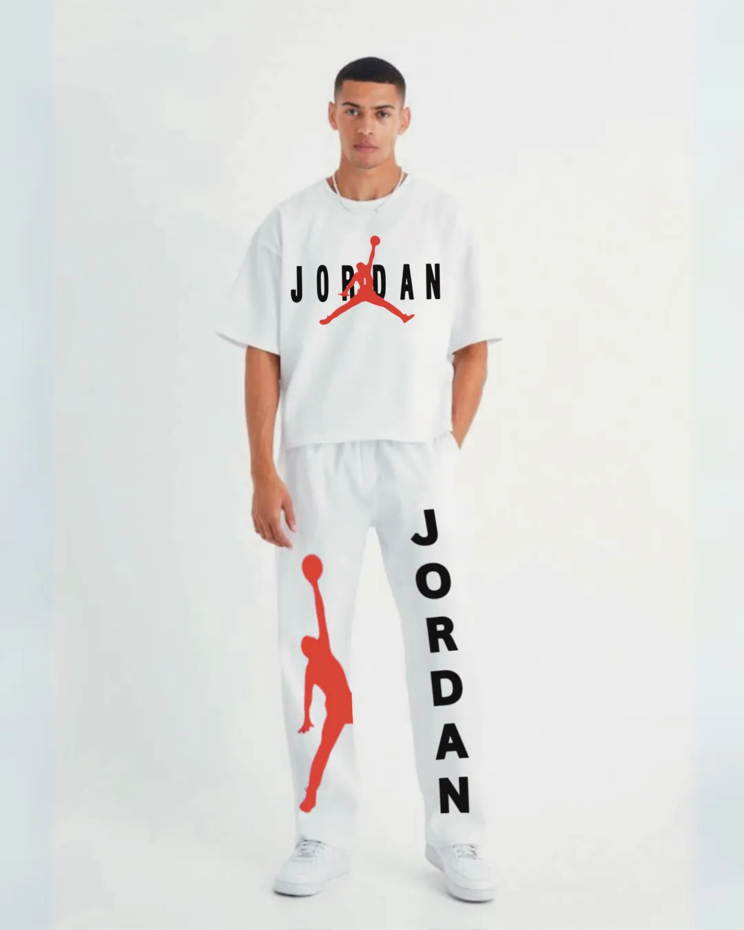 Basketball White Oversized Men's Co Ord Set(*)