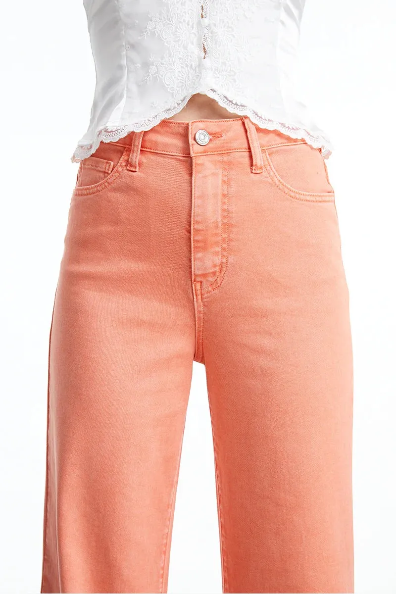 Bayeas High-Rise Coral Wide Leg Jeans