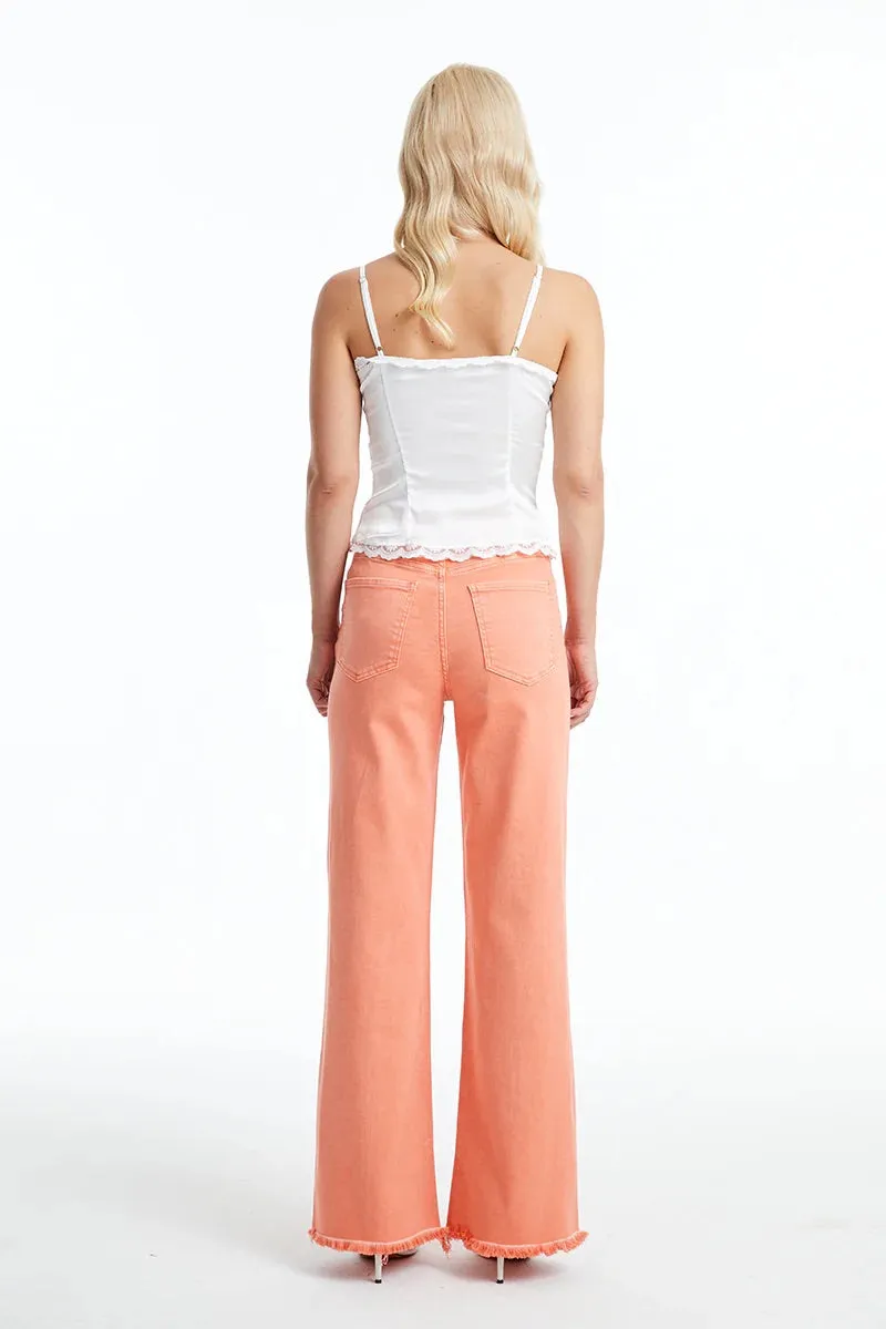 Bayeas High-Rise Coral Wide Leg Jeans