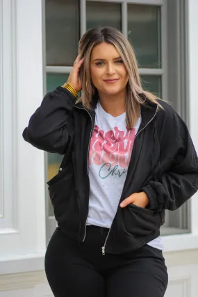 Black Casual Zip Up Jacket