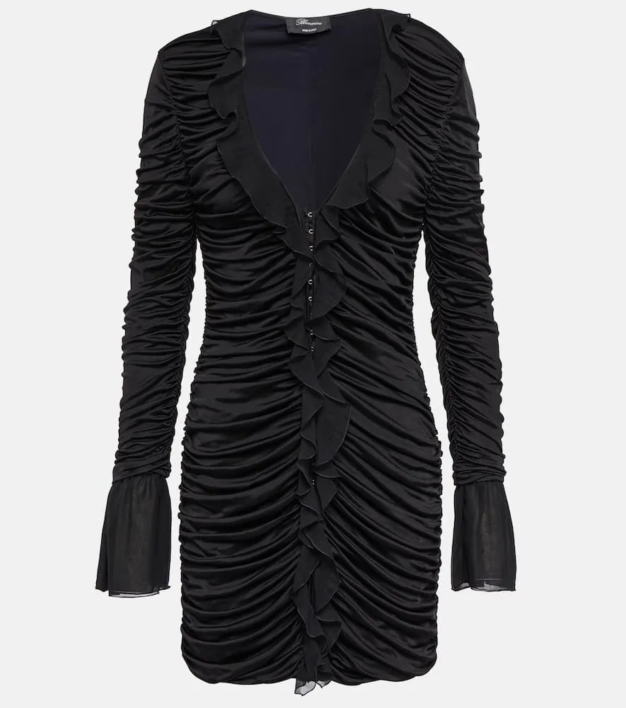 Blumarine Deep V-neck ruched minidress