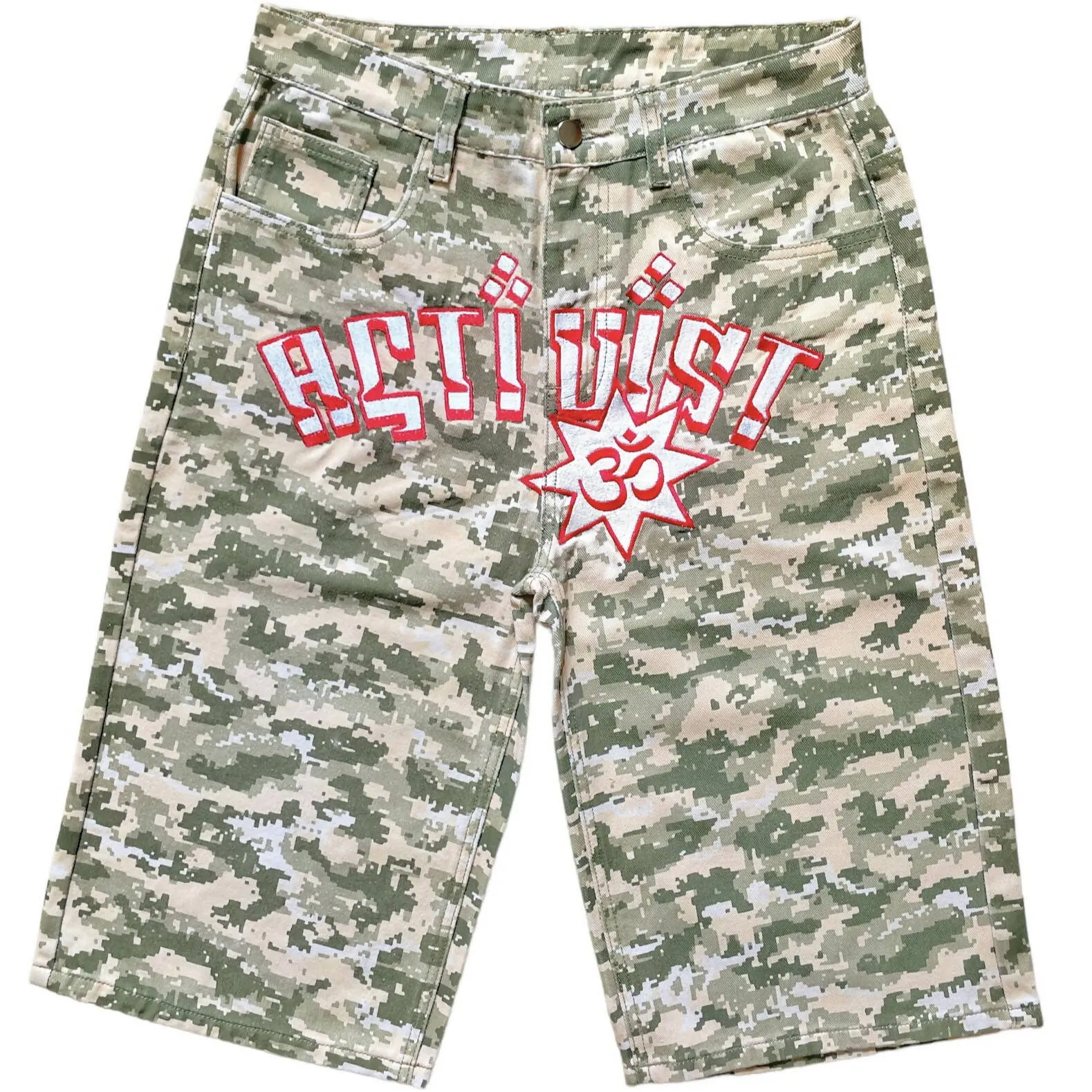 CAMO DENIM SHORTS