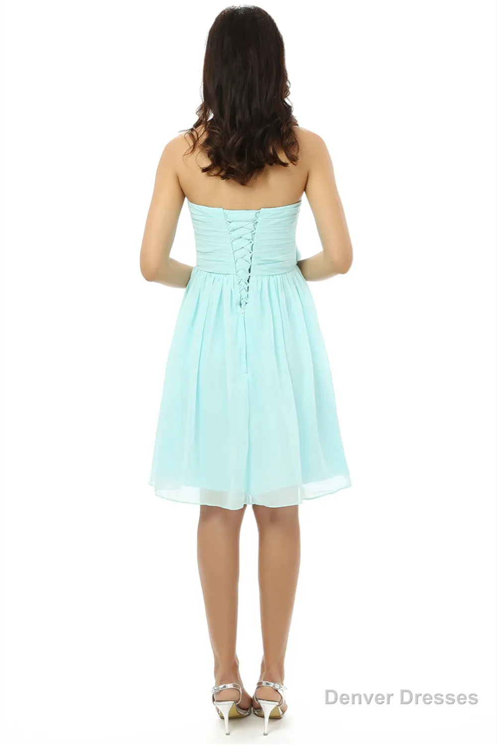 Chiffon Floral Knee Length Short Bridesmaid Dresses