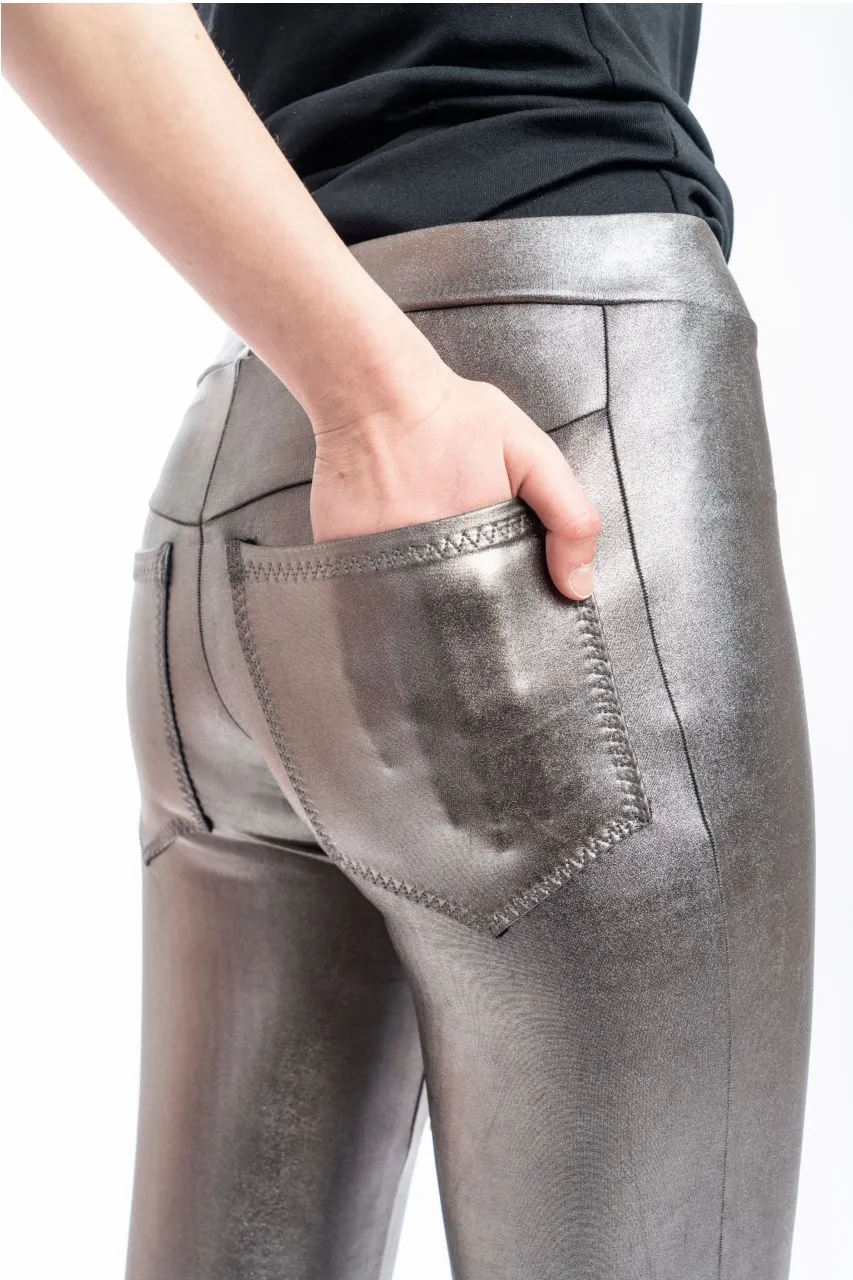 Jeans Back Leggings, Gun Metal Metallic, RTS