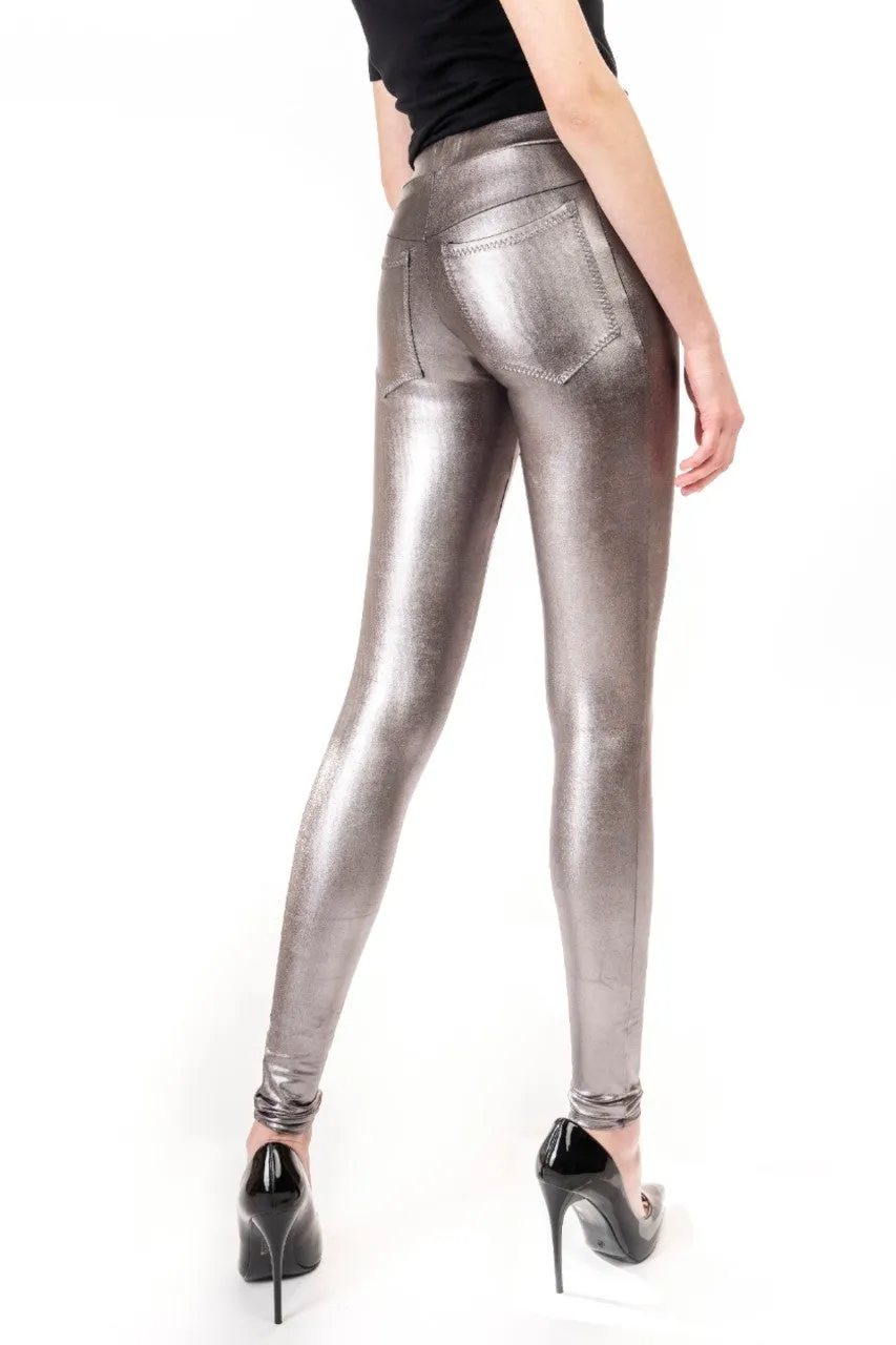 Jeans Back Leggings, Gun Metal Metallic, RTS