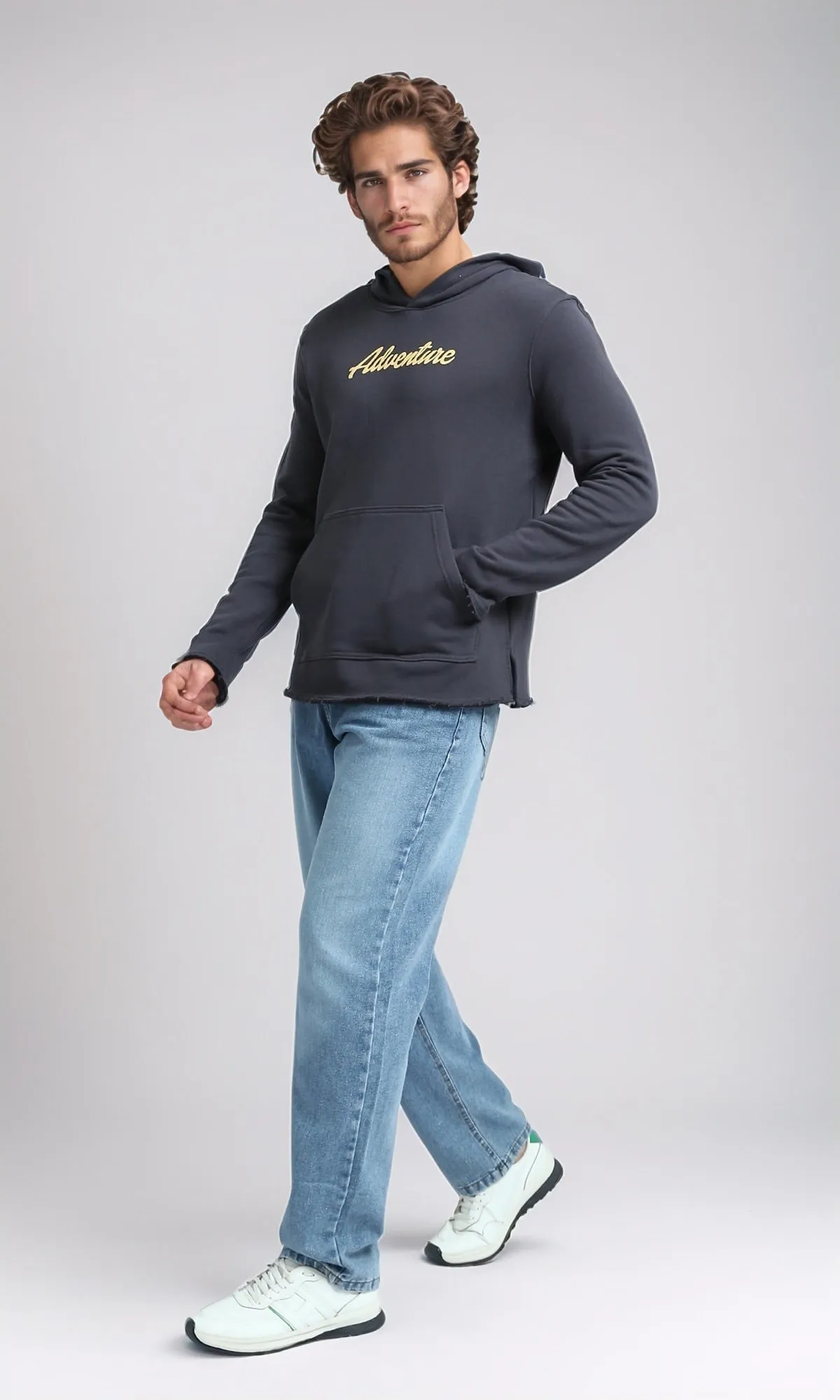 O202188 - Slip On Hoodie with Kangaroo Pocket - Dark Grey