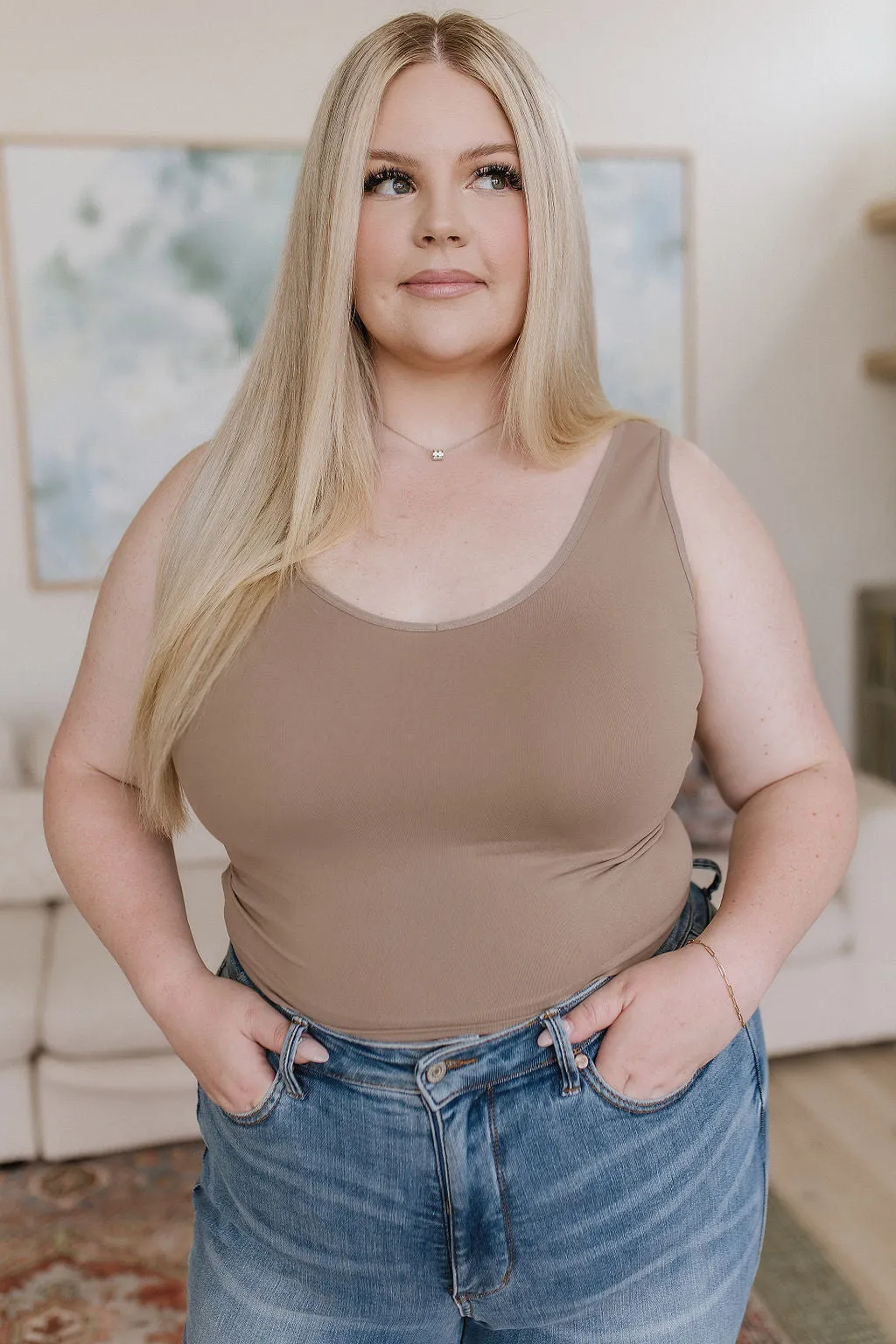 ONLINE EXCLUSIVE Carefree Seamless Reversible Tank in Light Mocha
