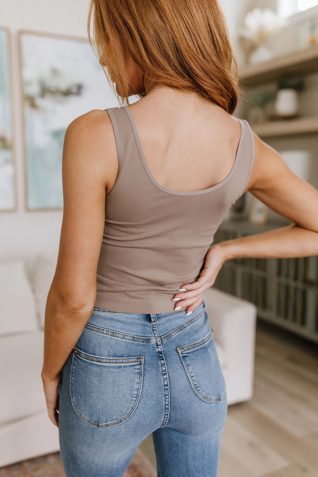 ONLINE EXCLUSIVE Carefree Seamless Reversible Tank in Light Mocha