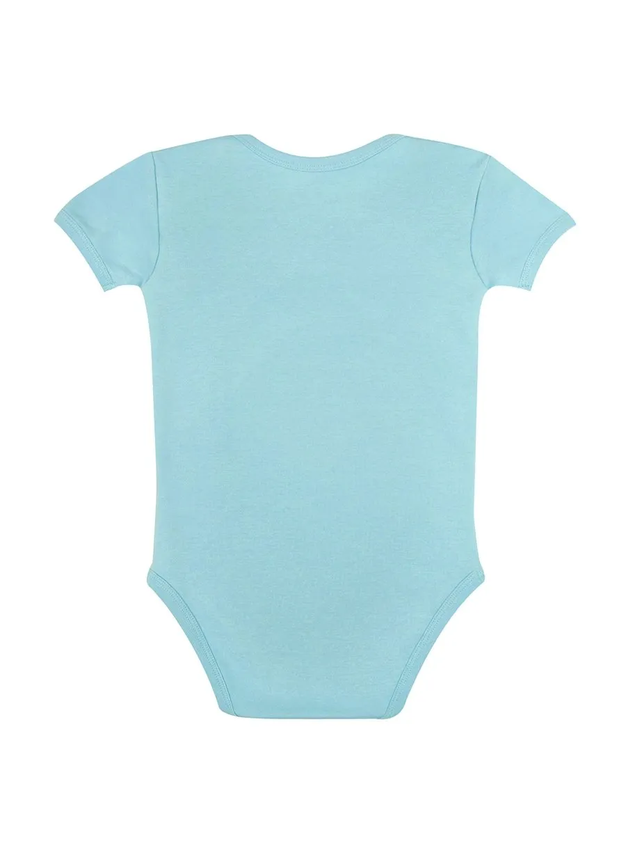Organic Cotton Bodysuit, Baby Blue Color, Short Sleeves (0-24 months)