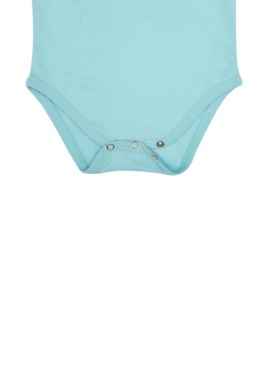 Organic Cotton Bodysuit, Baby Blue Color, Short Sleeves (0-24 months)