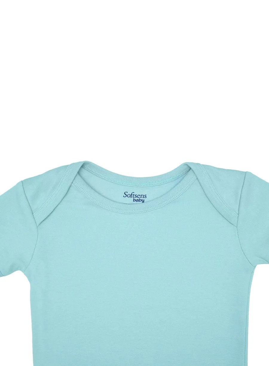 Organic Cotton Bodysuit, Baby Blue Color, Short Sleeves (0-24 months)