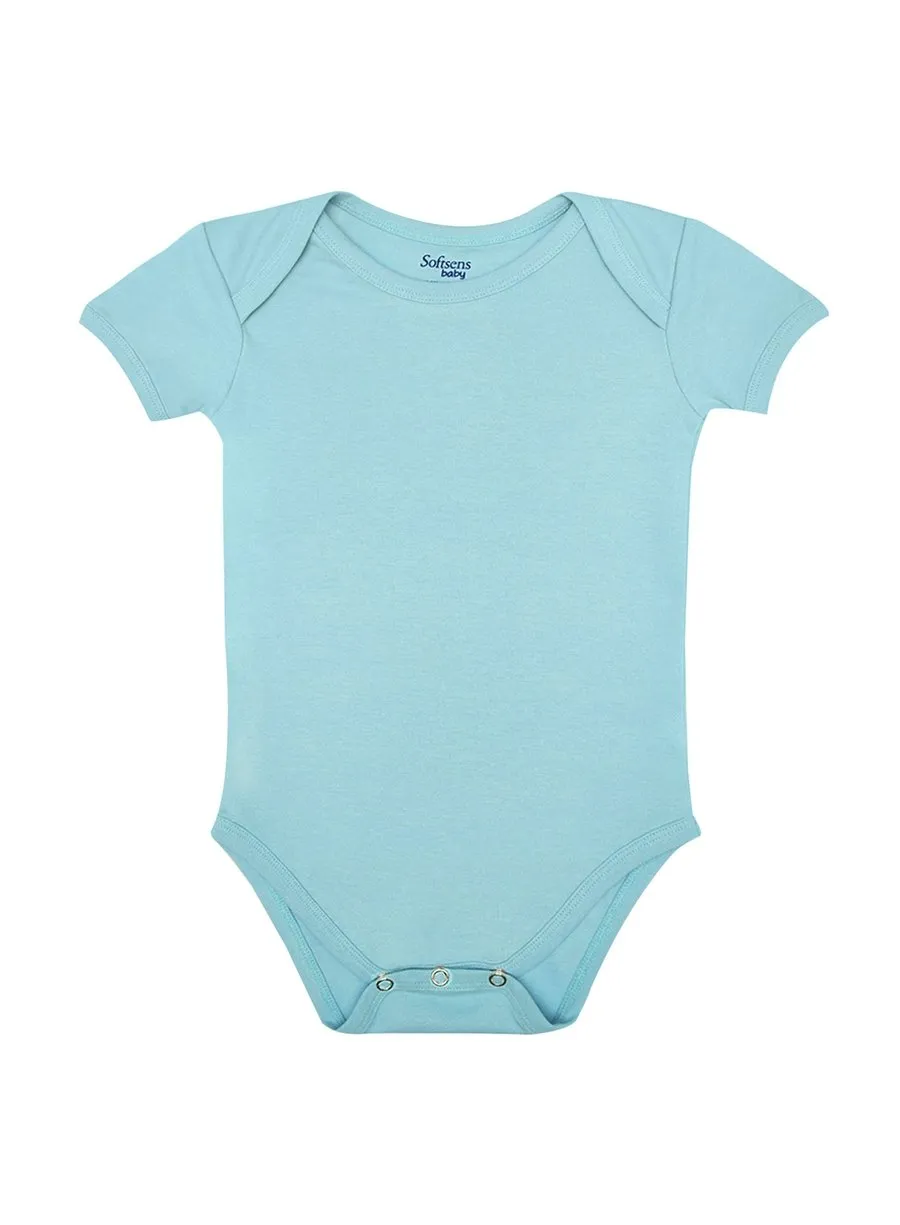 Organic Cotton Bodysuit, Baby Blue Color, Short Sleeves (0-24 months)