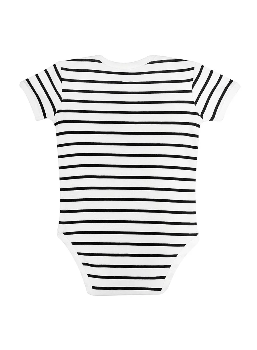 Organic Cotton Bodysuit, Classic Black & White Striped Short Sleeve (0-24 months)
