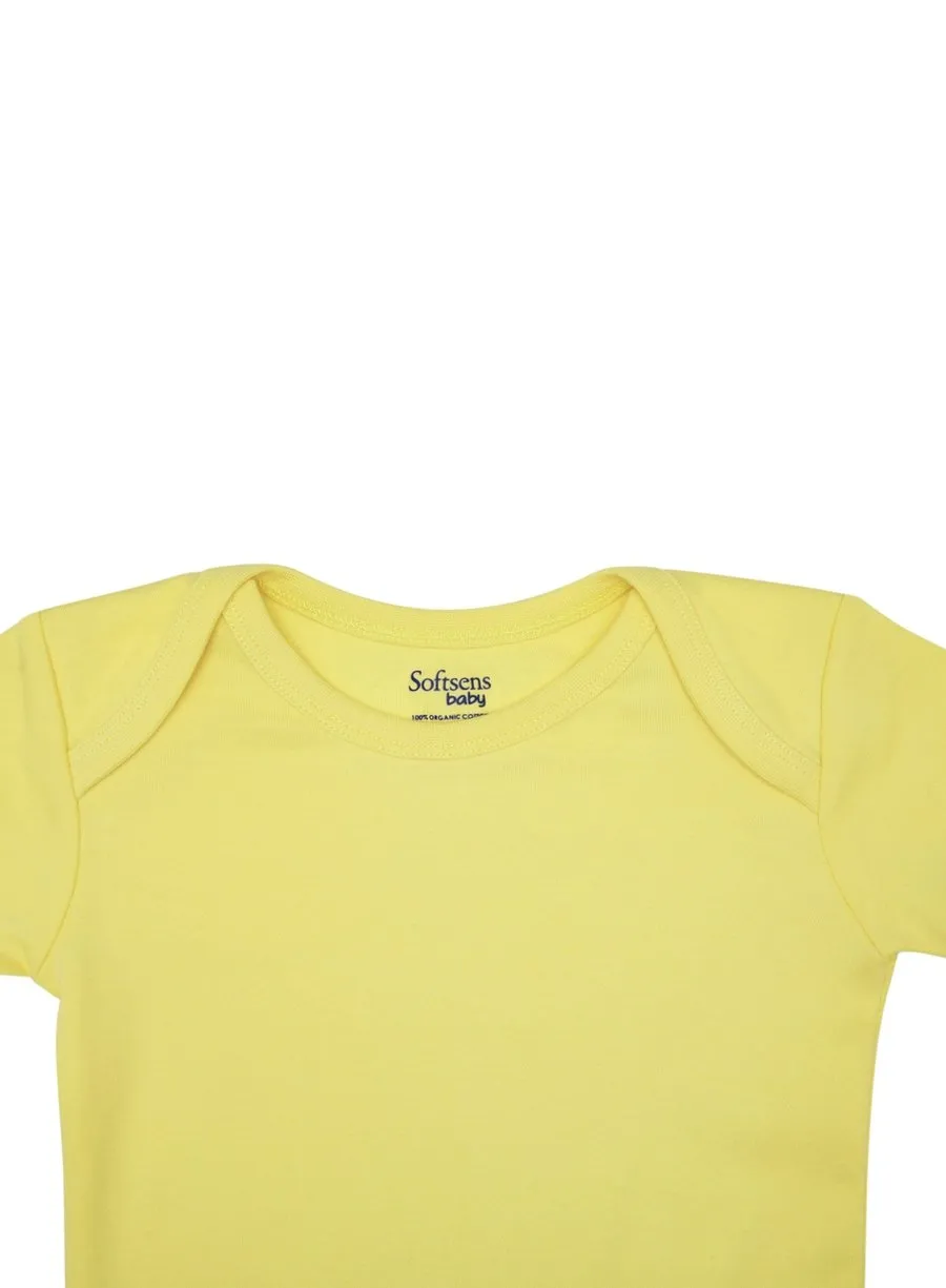 Organic Cotton Bodysuit, Lemon Yellow, Short Sleeves (0-24 months)