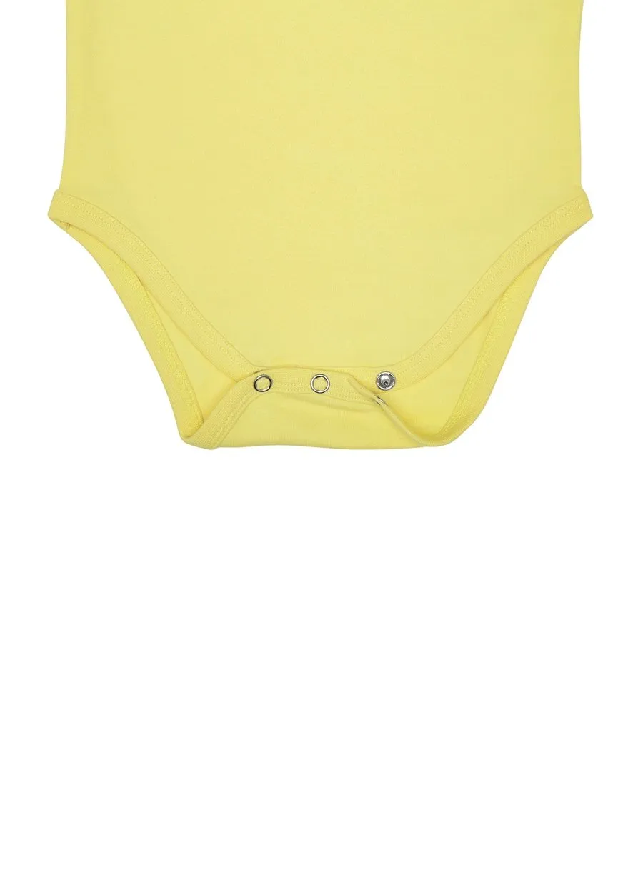 Organic Cotton Bodysuit, Lemon Yellow, Short Sleeves (0-24 months)