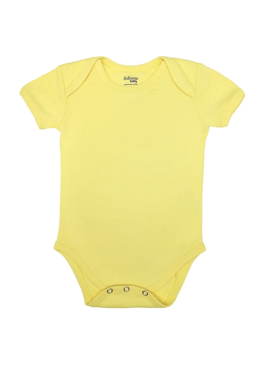 Organic Cotton Bodysuit, Lemon Yellow, Short Sleeves (0-24 months)