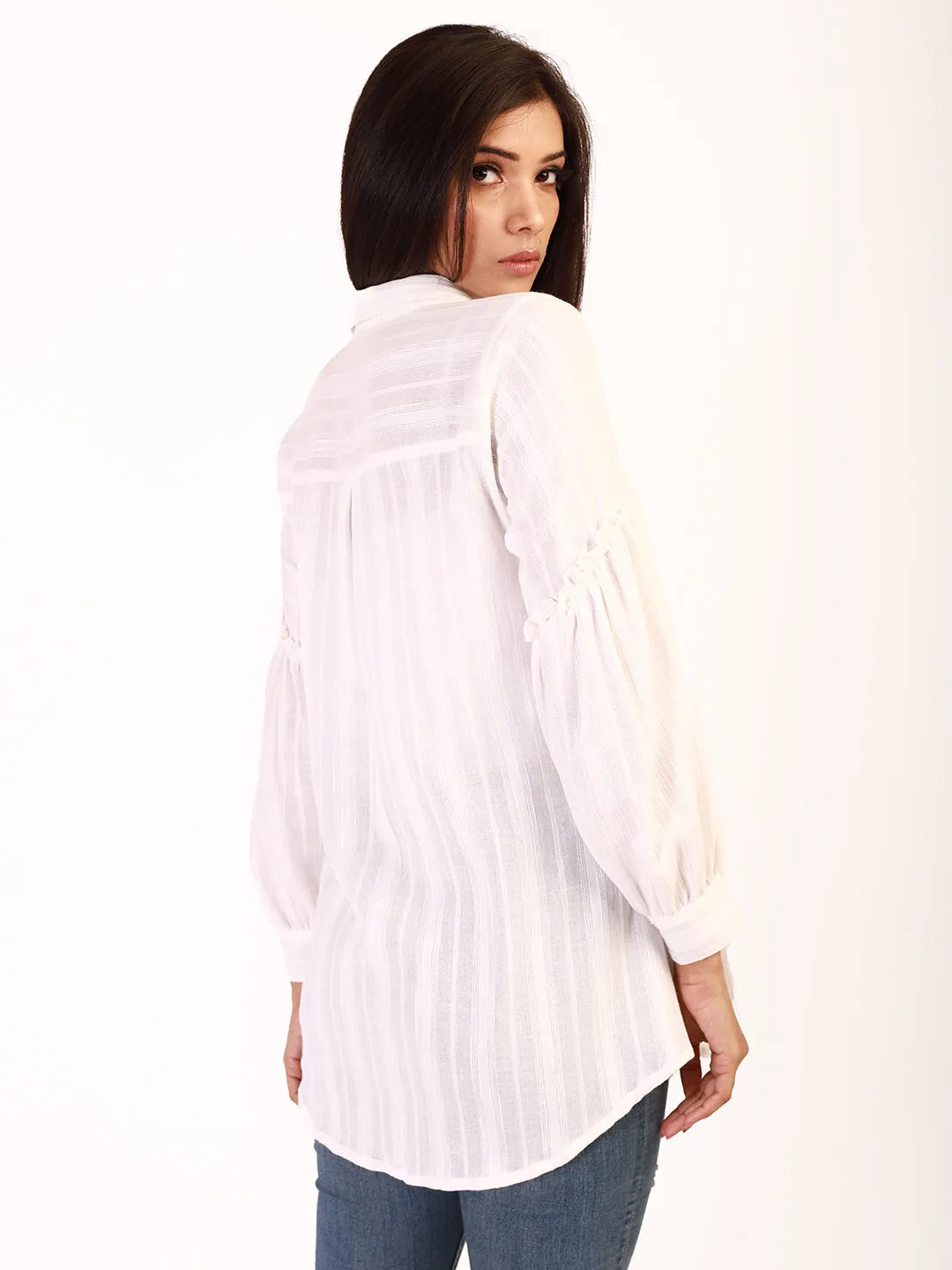 White Self Striped Shirt