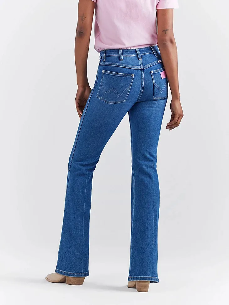 WRANGLER WOMENS X BARBIE™ WESTWARD HIGH RISE BOOTCUT JEAN IN WRANGLER BLUE